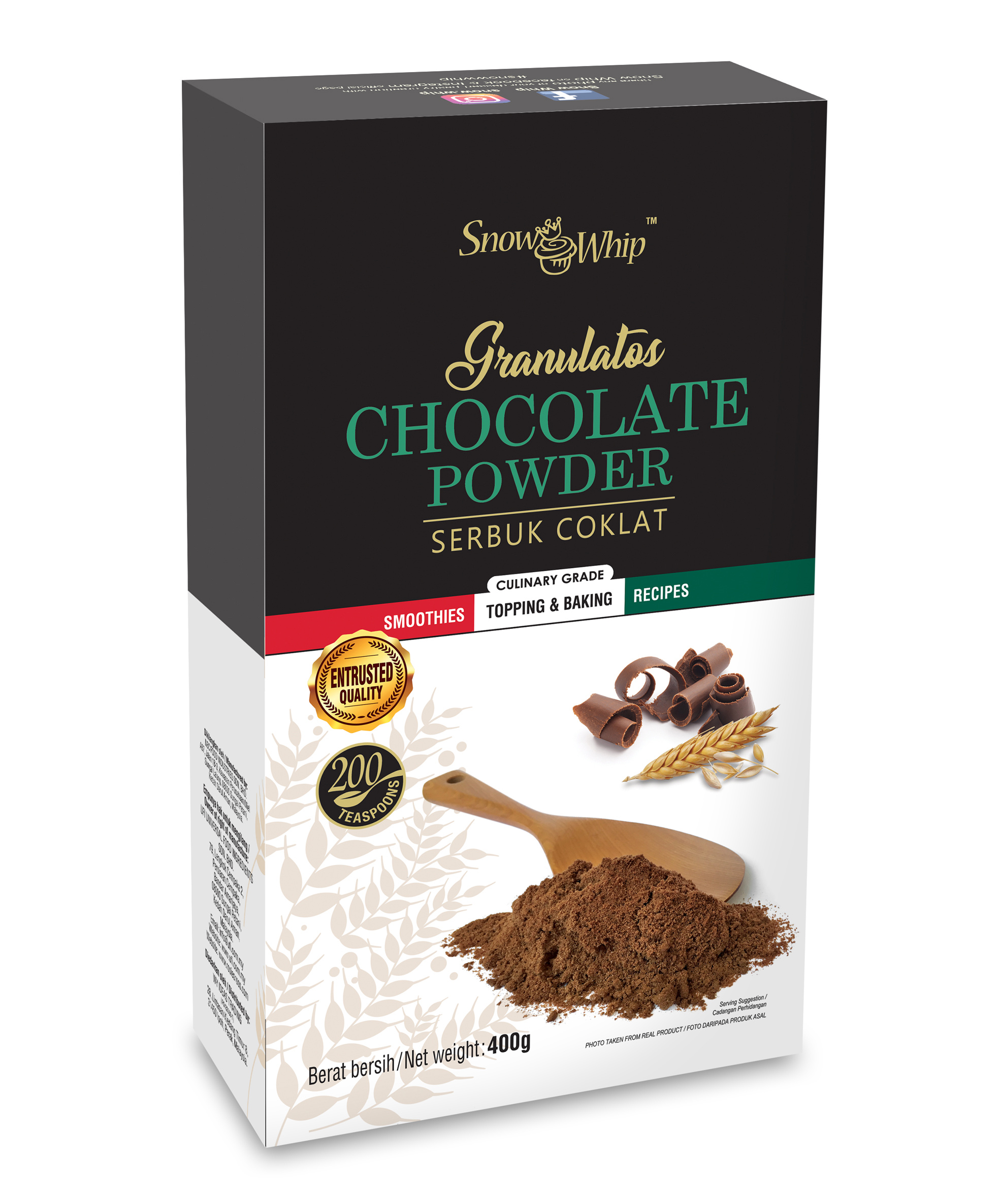 Snow Whip Granulatos Chocolate Powder (400g x 24 BOXES)