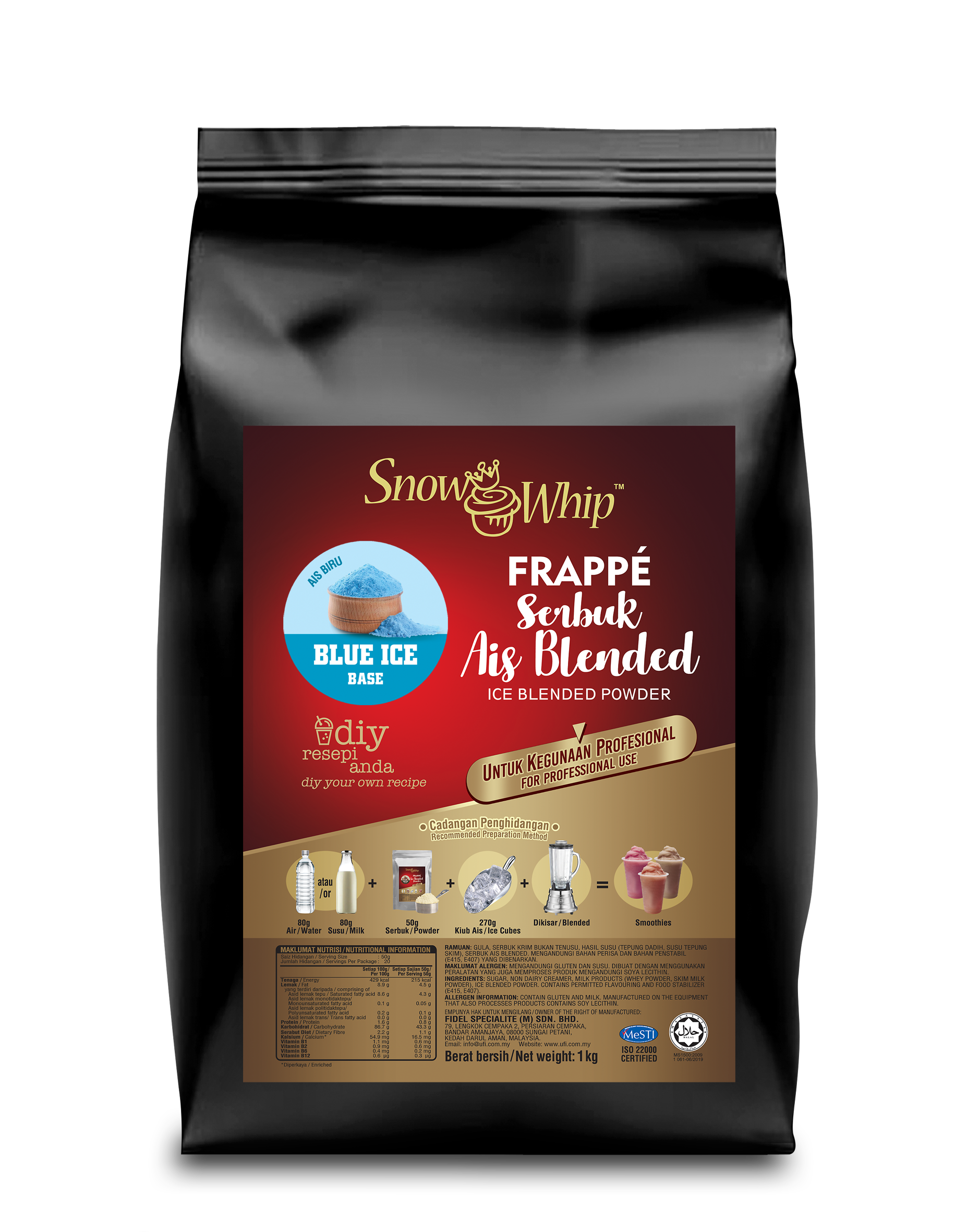Snow Whip Blue Ice Ice Blended Powder (1KG x 20)