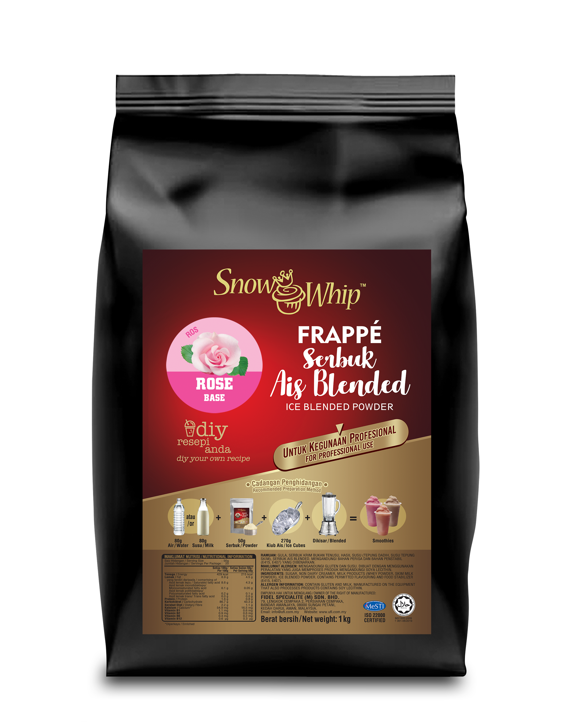 Snow Whip Rose Ice Blended Powder (1KG x 20)
