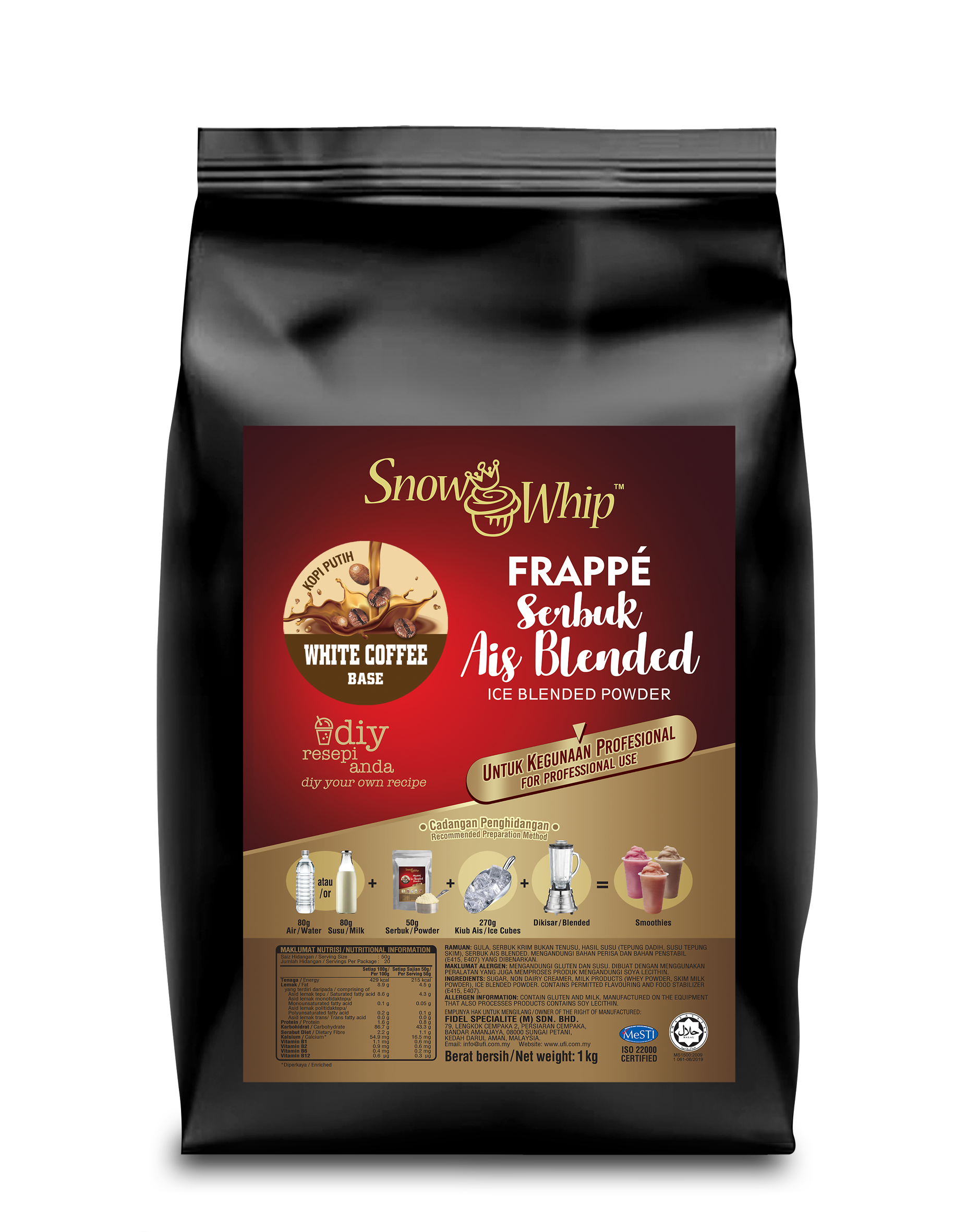 Snow Whip White Coffee Ice Blended Powder (1KG x 20)